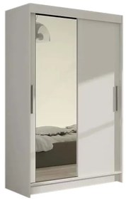 Tolóajtós Ruhás szekrény FLORIA VI tükörrel, 120x200x58, fehér  mat