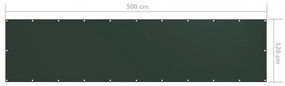 sötétzöld oxford-szövet erkélyparaván 120 x 500 cm