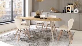 Mazzoni ALDO Artisan tölgy/bézs lábak - BŐVÍTHETŐ KEREK ASZTAL „Y” ALAKÚ LÁBAKKAL LOFT/IPARI STÍLUSÚ NAPPALIBA/ÉTKEZŐBE