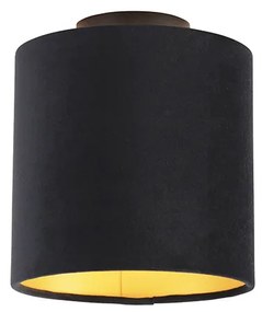 Mennyezeti lámpa fekete és arany bársony árnyékolóval 20 cm - Combi Black
