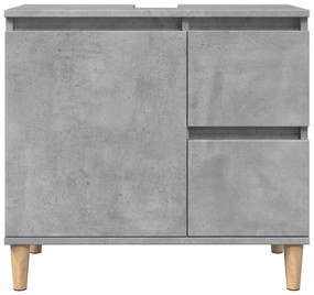 betonszürke szerelt fa mosdószekrény 65 x 33 x 60 cm