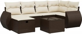 vidaXL 7 részes barna polyrattan kerti ülőgarnitúra párnákkal