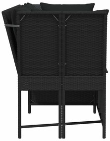 Fekete polyrattan kerti kanapé párnákkal