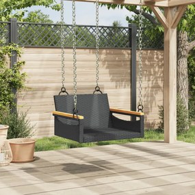 fekete polyrattan hintapad 63 x 62 x 40 cm