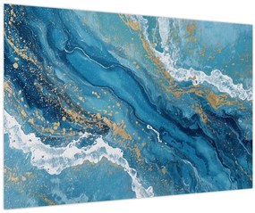 Kép - Világoskék márvány arannyal II. (90x60 cm)