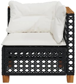 Fekete polyrattan kerti sarokkanapé párnával