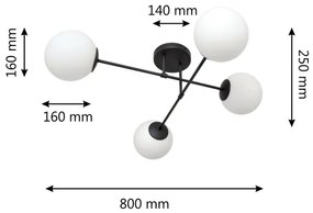Felületre szerelhető csillár MOON 4xE27/15W/230V fekete