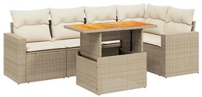 vidaXL 6 részes bézs polyrattan kerti ülőgarnitúra párnával