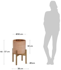 Dalva terrakotta virágcserép fa állványon, ⌀ 30 cm - Kave Home