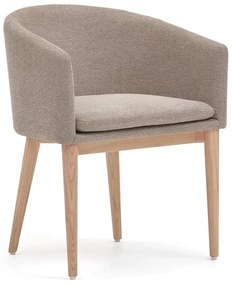 Bézs kárpitozott karfás étkezőfotel Harlan – Kave Home