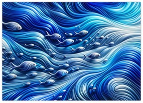 Üveg kép – Halak a hullámokban (70x50 cm)