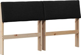 vidaXL Kárpitozott fejtámla Fekete 140 cm Tömör fenyőfa