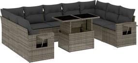 vidaXL 10 részes szürke polyrattan kerti ülőgarnitúra párnákkal