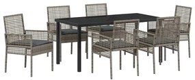 vidaXL Kert étkező szett párnával 7 pcs Szürke polirattan