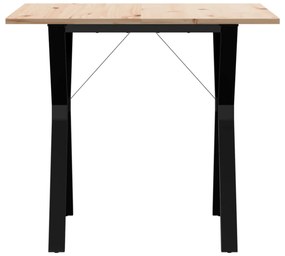 tömör fenyőfa és öntöttvas étkezőasztal Y-vázzal 90x90x75 cm