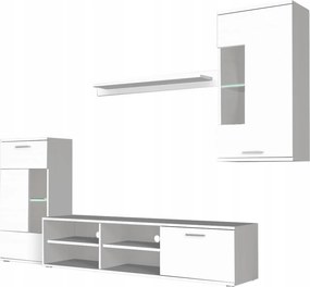 Nappali szekrénysor, fehér, fóliázott DTD, FRONTAL 1 NEW