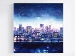 Vászonkép Canvas Kilátás Város Panoráma Felhőkarcolók Terasz Este 80x80