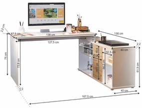 Zondo Sarok számítógépasztal Dasys VE 02 (wotan tölgy + féher). 1006278