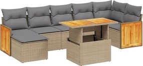 vidaXL 8 részes bézs polyrattan kerti ülőgarnitúra párnával
