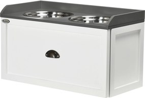 PawHut Kutyatáposztal, 2 x 2L Ételtál, Magasított Etető Fiókkal, Rozsdamentes Acél Tál, Etető Állomás Nagy Kutyák Számára, Barna | Aosom