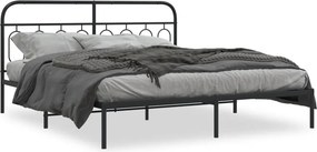 vidaXL fekete fém ágykeret fejtámlával 183 x 213 cm
