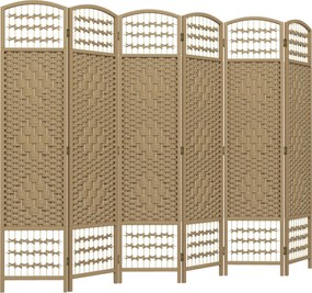 HOMCOM 6-paneles szobaelválasztó 240x170 cm-es, hajtható szobaelválasztó papírszál és fa keret díszítéssel, természetes | Aosom