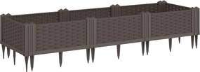 vidaXL barna polipropilén kerti virágláda cövekekkel 125x40x28,5 cm