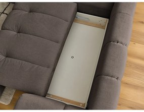 Szürkésbarna kinyitható-tárolóhelyes sarokkanapé (bal oldali-L alakú) Fuji – Bobochic Paris