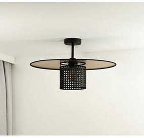 Duolla - Felületre szerelhető csillár TOKYO RATTAN 1xE27/15W/230V átm. 50 cm arany/fekete
