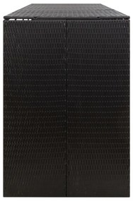 fekete polyrattan négyes kerekeskuka tárolófészer 274x80x117 cm