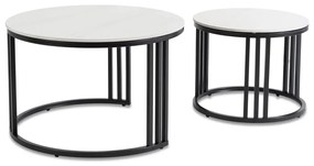 Dohányzóasztal szett Fehér márvány/Fekete Színben. JERRY