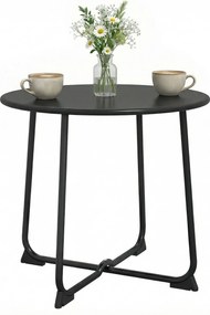 Outsunny 50 cm kerek kerti oldalasztal, fém kültéri asztal X-alappal és csúszásgátló talpakkal, fekete | Aosom