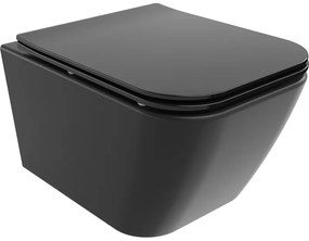 Mexen Madox perem nélküli wc csésze leeresztő automatikás ülőkével, duroplast, Fekete matt - 30154070