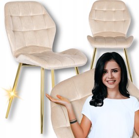 Étkező Nappali Szék Arany Lábakkal Velúr Velvet Krém Lucky