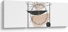 Kép - Vonal művészeti virágok N⁰1 (órával) (90x30 cm)