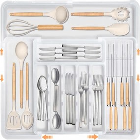 Evőeszköztartó Fehér XXL-es Késtartóval Állítható Összecsukható