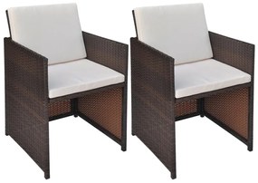 vidaXL 2 db barna polyrattan kerti szék hát- és ülőpárnával