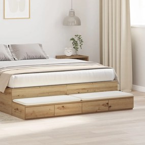 Ágyfiókok fiókkal kézműves tölgy 135 x 36.5 x 16.5 cm Faanyag