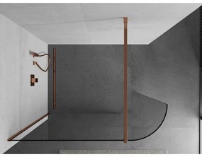 Mexen Kioto, lekerekített zuhanyparaván 80 x 200 cm, 8 mm átlátszó üveg, rózsa arany profil, 800-080-101-60-06