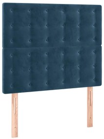 sötétkék bársony LED-es fejtámla 80x5x118/128 cm
