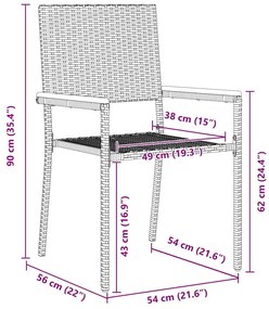Kert étkező szett 11 pcs Fekete Poli rattan