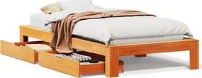 vidaXL viaszbarna tömör fenyőfa ágy matrac nélkül 90 x 190 cm
