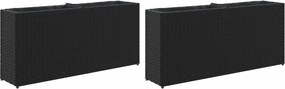 vidaXL 2 db fekete polyrattan kerti ültetőláda 2 cseréppel 90x20x40 cm
