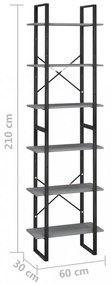 szürke tömör fenyőfa tárolópolc 60 x 30 x 210 cm