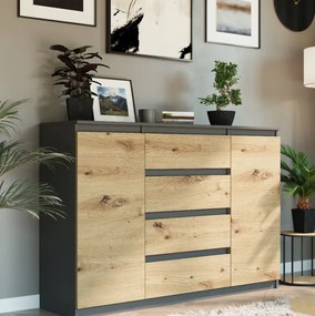 Tágas komód R-140-S4 - különböző színváltozatokban sonoma mix fehér