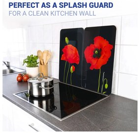 Edzett üveg tűzhely fedőlap szett 2 db-os 52x30 cm Poppy – Maximex