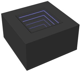 Fekete szerelt fa dohányzóasztal LED-lámpákkal 60 x 60 x 40 cm