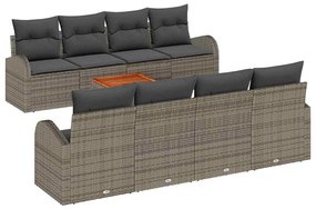 vidaXL Kerti Kanapé Szett tárolóval 9 pcs Szürke polirattan