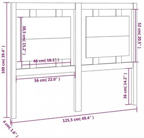 mézbarna tömör fenyőfa ágyfejtámla 125,5 x 4 x 100 cm