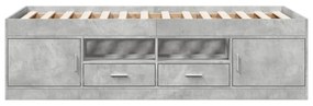 betonszürke kanapéágy fiókkal matrac nélkül 90x190 cm